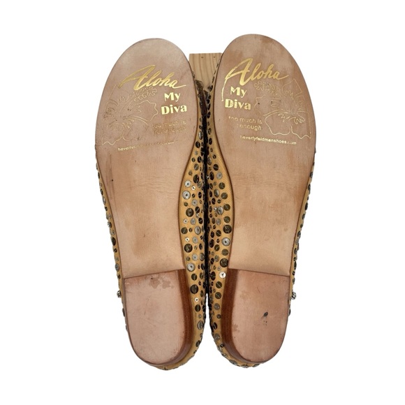 Beverly Feldman Gold Rhinestone and Sequin Bow Ballet Flats Sz. 8.5 Vintage - Picture 9 of 10